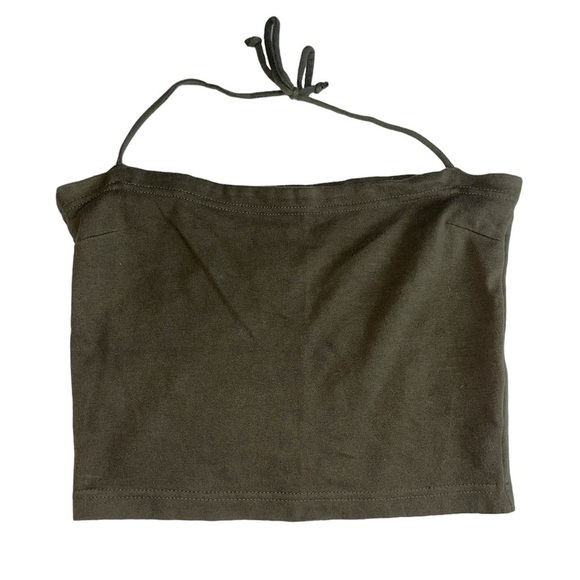 Vintage ENERGIE Y2K Women’s Crop Top Cowl Neck Halter Army GREEN size L - Picture 3 of 6
